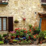 Flower garden in Montefioralle, Chianti, Tuscany Flower garden in Montefioralle, Chianti, Tuscany